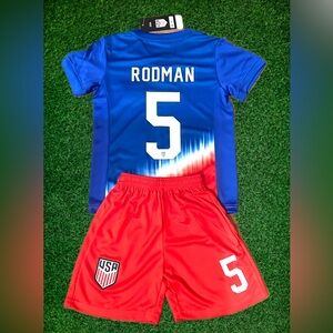 Trinity Rodman Youth Jersey USA Soccer Fan Jersey Kit - Shirt and Shorts NWT